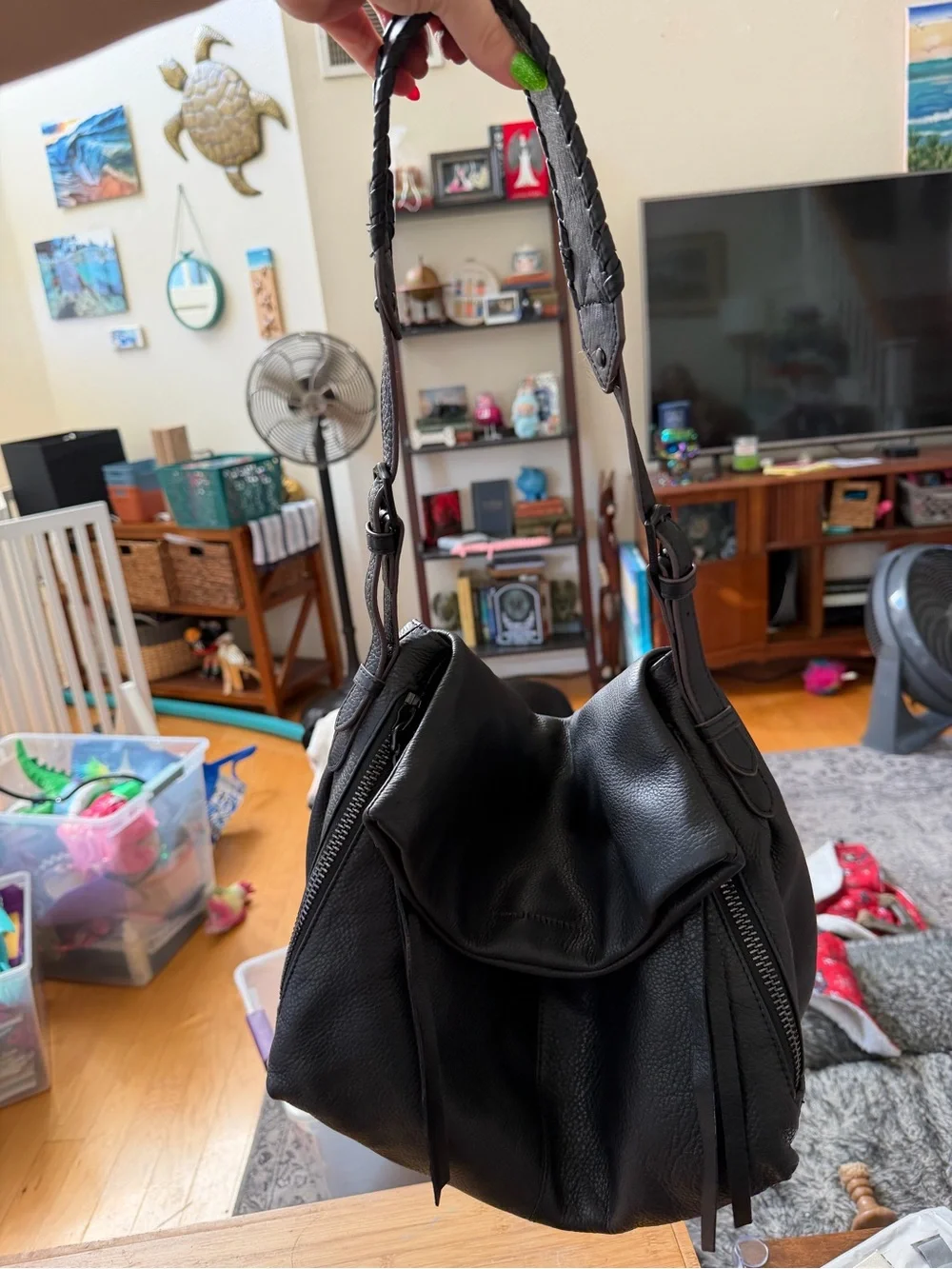 Bali Hobo Leather Shoulder Bag - Black Aimee Kestenberg